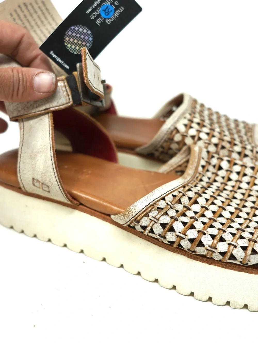 Bed Stu Brisa Women’s Woven Leather Platform Buckle Sandals Brown Size 9 NWT